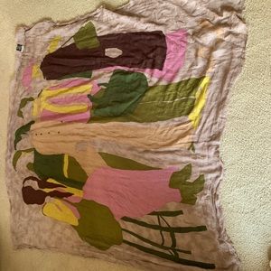 Color huge scarf/wrap. 5 ladies design. Worn 2 times. 48” wide by 50” long.